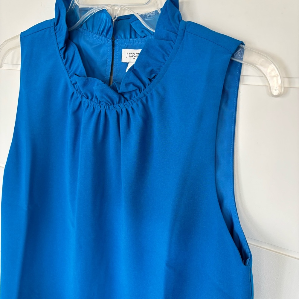 J. Crew Ruffleneck Sleeveless Colbolt Blue Women's Top Size Medium NEW - Picture 4 of 9